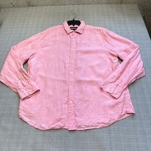 Banana Republic 100% Linen Shirt Mens XL‎ Pink Long Sleeve Button Untucked Fit
